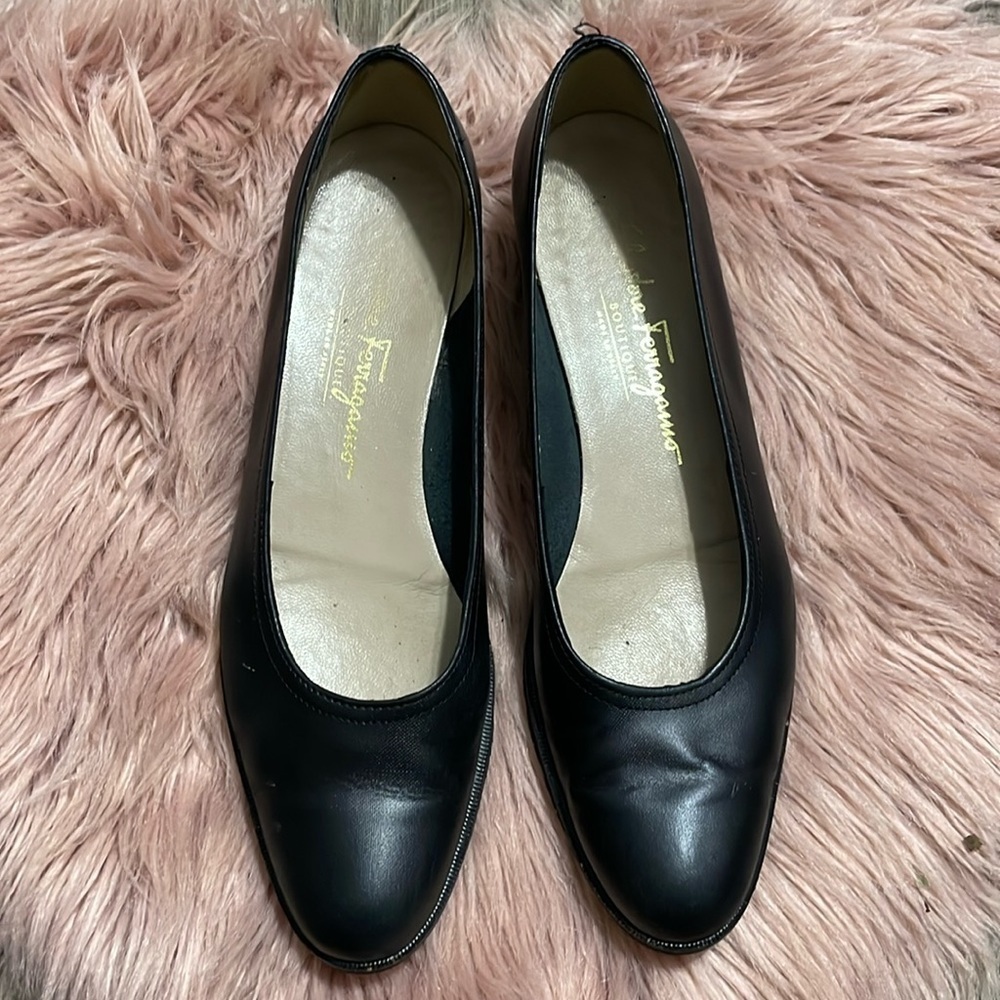 Salvatore Ferragamo Black Leather Loafers Size 8.5